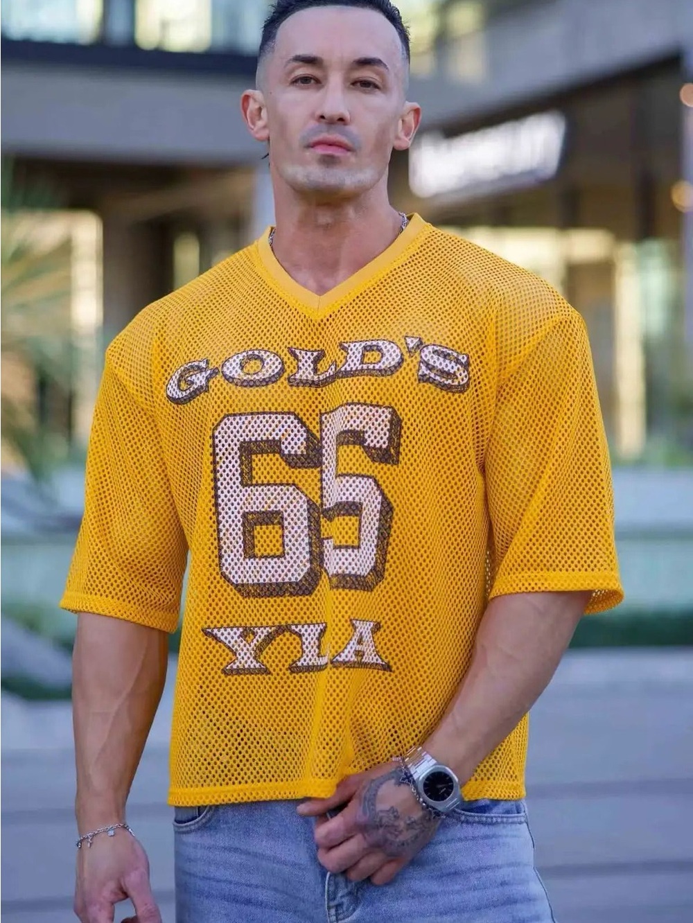 YOUNGLA 4078 Gold's Gym Mesh Jersey